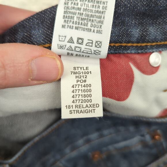 Lucky Brand‎ 181 Relaxed Straight Leg Jeans Dark Wash Men's Size 34 Short Rigid - Picture 9 of 10